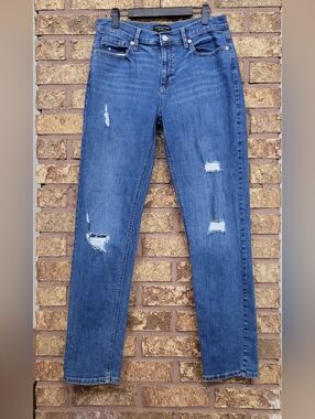 Banana Republic Girlfriend Jean 28 Tall Long Distressed Slim Straight Leg Denim